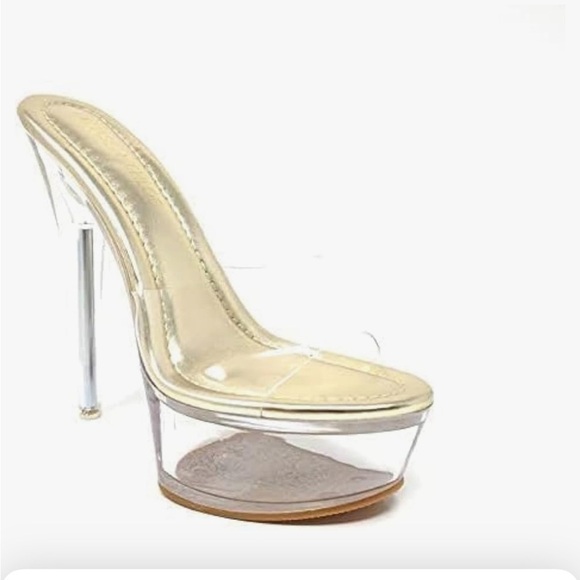 Chase & Chloe‎ Sexy Clear Stiletto Heel Open Toe Platform Sandal Serenity 11 - Picture 1 of 6